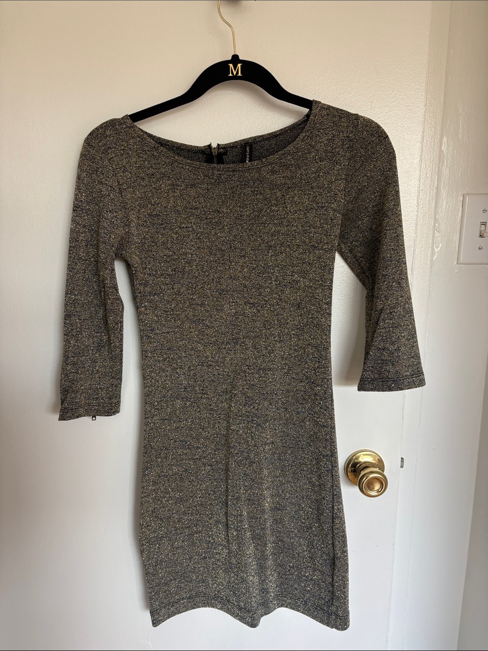 Women's Metallic Gray Knit Sheath Dress